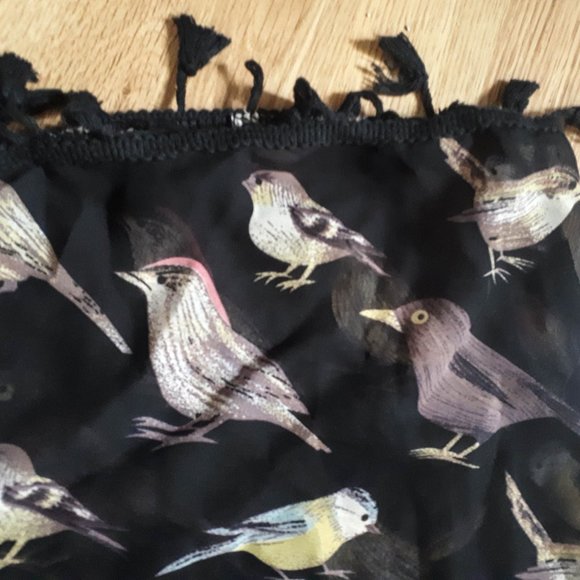 Sheer bird print tassel kimono/shrug - Picture 2 of 5
